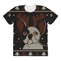 Ugly Christmas French Bulldog Puppy With Reindeer All Over Women's T-shirt -Noel Outfits Store pd.2527015860.108.25089430.s3.1 front customized 111111 none x45ym5.5 294 800x800 1