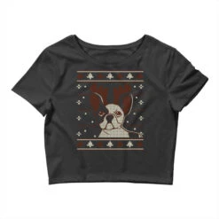 Ugly Christmas French Bulldog Puppy With Reindeer Crop Top
