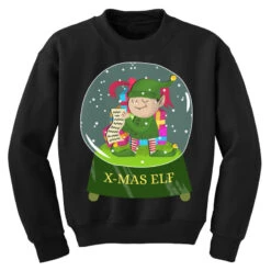 Snow Globe Believe Elf Xmas Funny Christmas Elf Gi Youth Sweatshirt -Noel Outfits Store pd.2527021804.52.25094029.s3.1 front black ffffff none x1.5y0 166 800x800 1