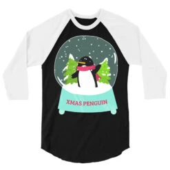 Snow Globe Penguin Christmas Tree Believe Xmas Gif 3/4 Sleeve Shirt -Noel Outfits Store pd.2527022025.33.25094025.s3.1 front black and white ffffff none x0y0 150 800x800 1