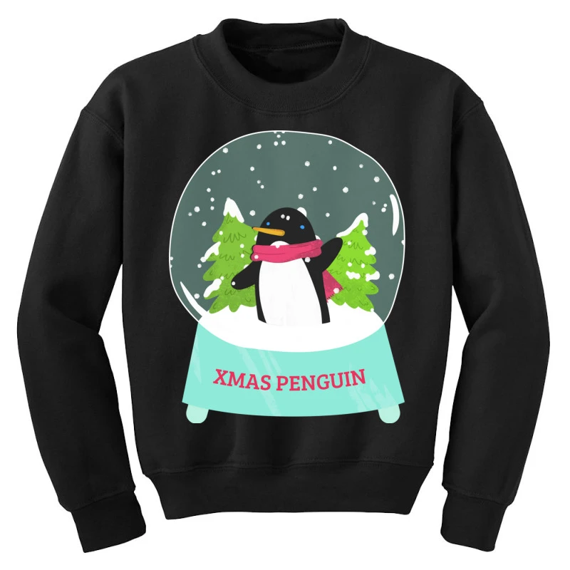 Snow Globe Penguin Christmas Tree Believe Xmas Gif Youth Sweatshirt 5 Snow Globe Penguin Christmas Tree Believe Xmas Gif Youth Sweatshirt - Image 3