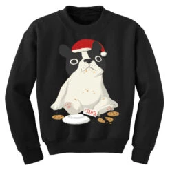 Santa English Bulldog Cookie Christmas Dog Lov Youth Sweatshirt -Noel Outfits Store pd.2527027740.52.25097650.s3.1 front black ffffff none x2y0 165 800x800 1