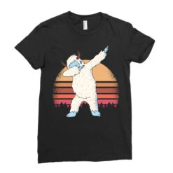 Retro Vintage Dabbing Yeti Snowman Funny Christmas Ladies Fitted T-Shirt -Noel Outfits Store pd.2527029624.36.25097666.s3.1 front black ffffff none x0y0 154 800x800 1