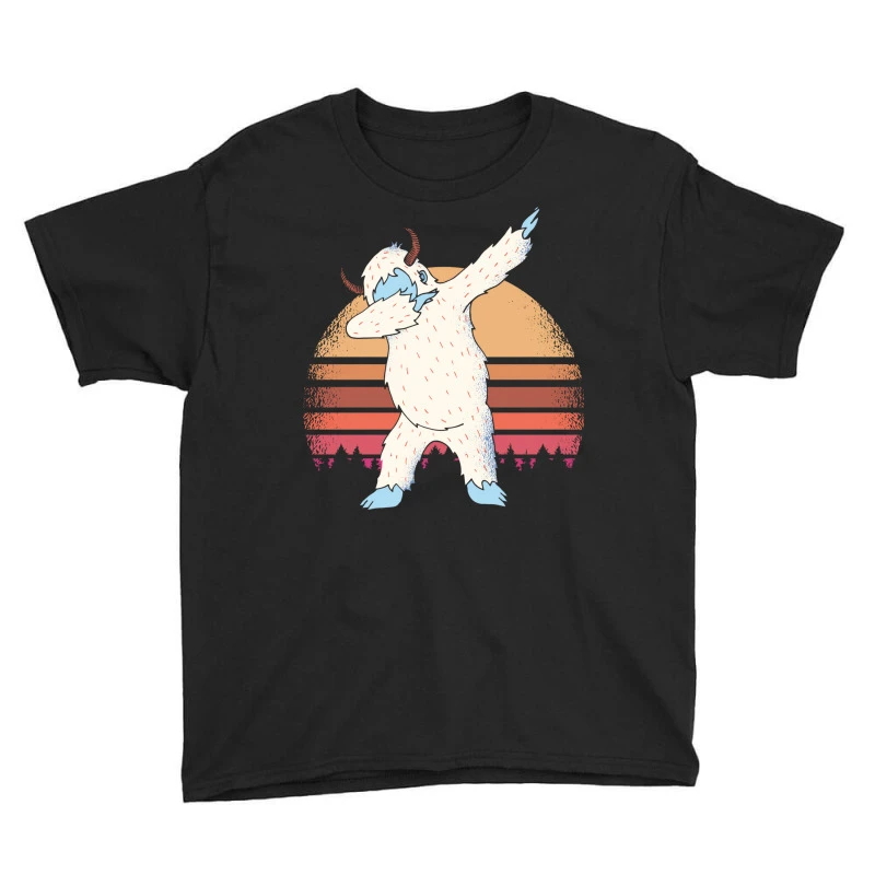 Retro Vintage Dabbing Yeti Snowman Funny Christmas Youth Tee 5 Retro Vintage Dabbing Yeti Snowman Funny Christmas Youth Tee - Image 3