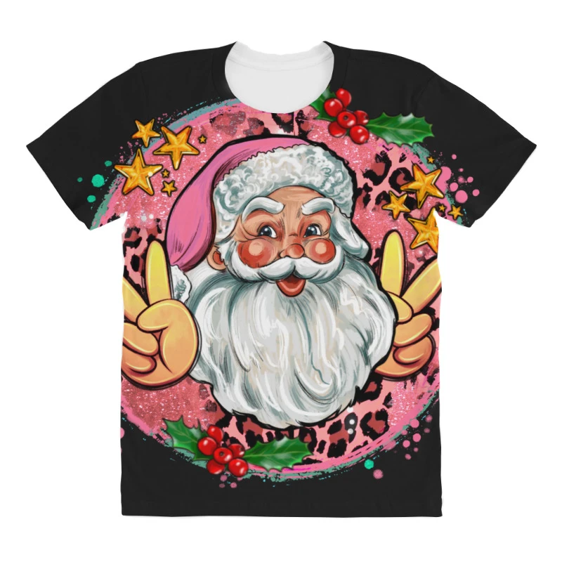 Merry Christmas Peace Santa All Over Women's T-shirt 5 Merry Christmas Peace Santa All Over Women's T-shirt - Image 3