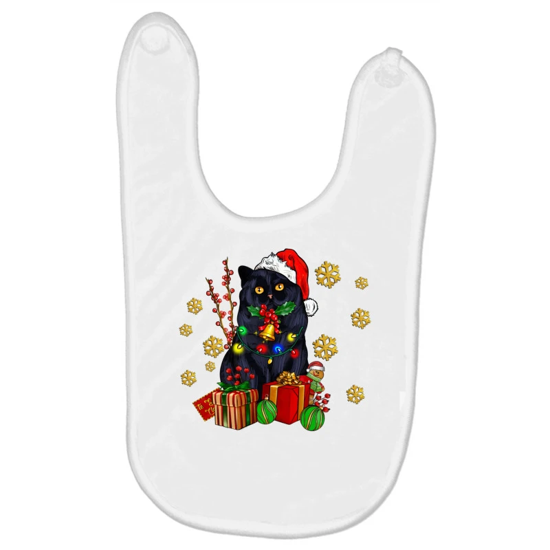 Black Cat Meowy Christmas Baby Bibs 3 Black Cat Meowy Christmas Baby Bibs