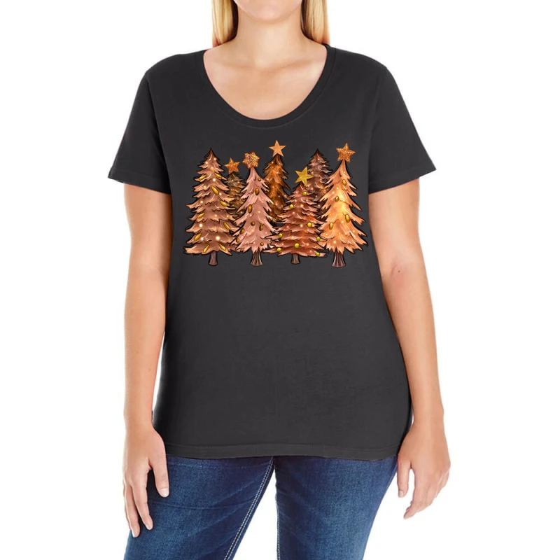 Melanin Christmas Trees With Lights Ladies Curvy T-Shirt 3 Melanin Christmas Trees With Lights Ladies Curvy T-Shirt