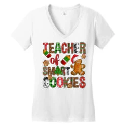 Teacher Of Smart Cookies Christmas Women's V-Neck T-Shirt -Noel Outfits Store pd.2527096869.72.25102153.s3.1 front white ffffff none x0y0 138 800x800 1