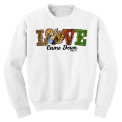 Love Came Down Baby Jesus Christmas Youth Sweatshirt -Noel Outfits Store pd.2527112020.52.25102502.s3.1 front white ffffff none x0y0 169 800x800 1