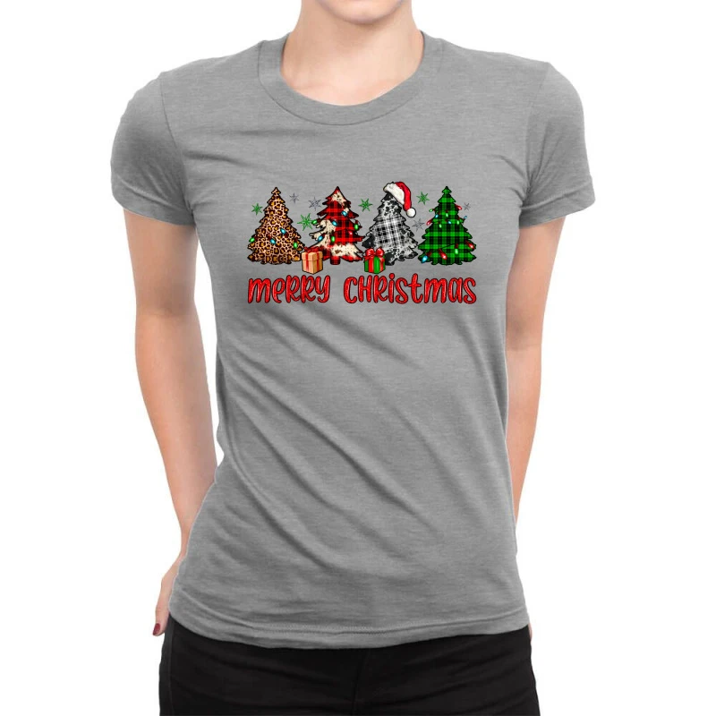 Merry Christmas Tree Ladies Fitted T-Shirt 3 Merry Christmas Tree Ladies Fitted T-Shirt