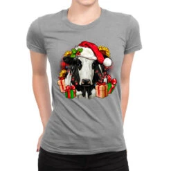 Christmas Holstein Ladies Fitted T-Shirt