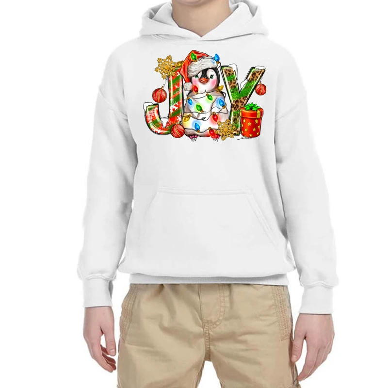 Joy Christmas Penguin Youth Hoodie 3 Joy Christmas Penguin Youth Hoodie