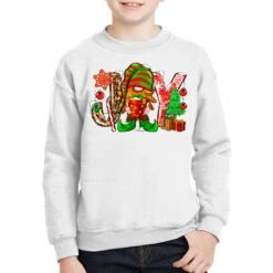 Joy Christmas Elf Gnome Youth Sweatshirt