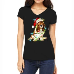 Christmas Basset Hound Dog Women's V-Neck T-Shirt
