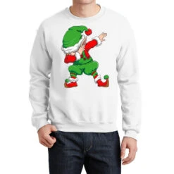 Christmas Dabbing Elf Squad Xmas Dab Kids Family M Crewneck Sweatshirt