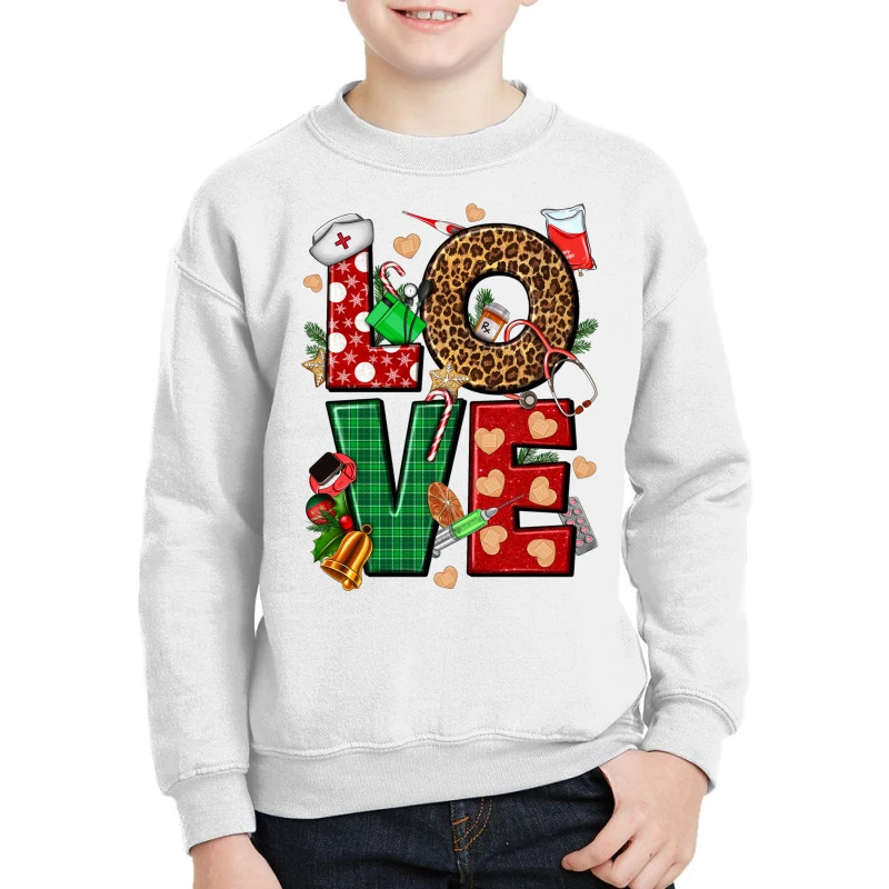 Love Nurse Christmas Youth Sweatshirt 3 Love Nurse Christmas Youth Sweatshirt