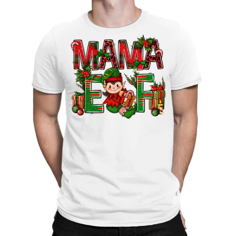 Mama Elf With Gift Christmas T-Shirt 3 Mama Elf With Gift Christmas T-Shirt