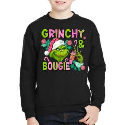 Christmas Characters And Bougie Youth Sweatshirt