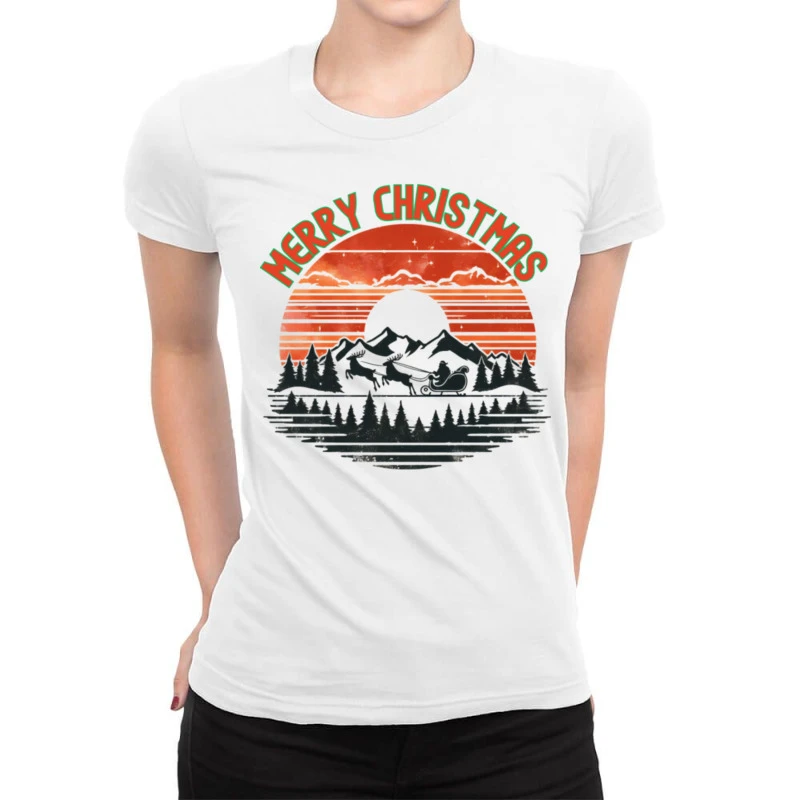 Merry Christmas From The Mountain Ladies Fitted T-Shirt 3 Merry Christmas From The Mountain Ladies Fitted T-Shirt