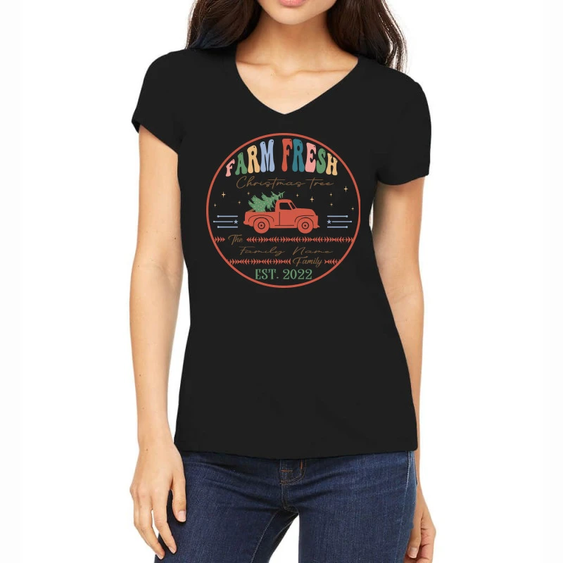 Crm21112210 Farm Fresh Christmas Tree Svg Women's V-Neck T-Shirt 3 Crm21112210 Farm Fresh Christmas Tree Svg Women's V-Neck T-Shirt