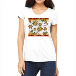 Christmas Gingerbread Cookies And Candy Cane Women's V-Neck T-Shirt