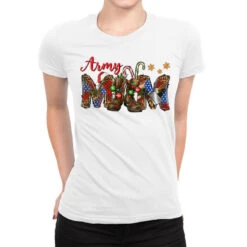 Christmas Army Mom Ladies Fitted T-Shirt