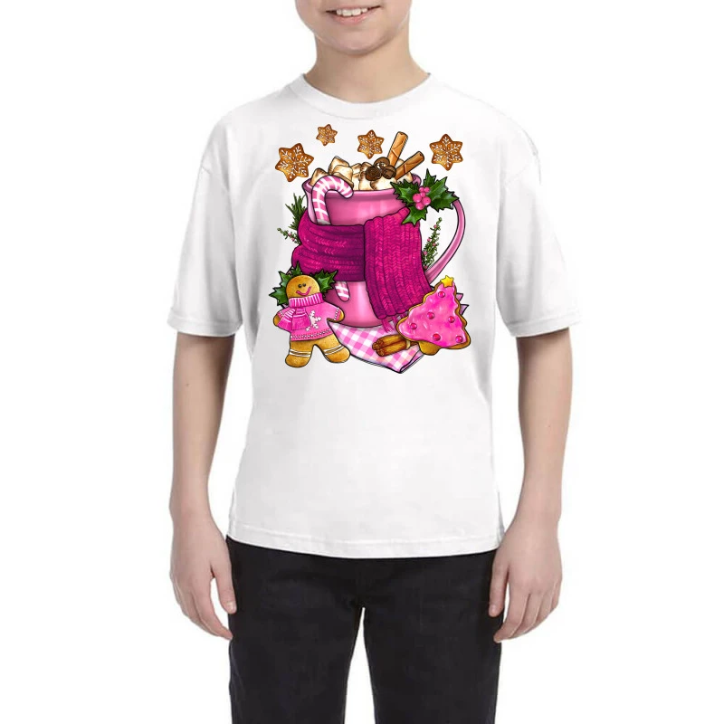 Pink Christmas Coffee Drink Youth Tee 3 Pink Christmas Coffee Drink Youth Tee