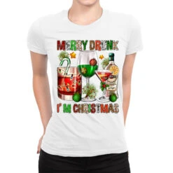 Merry Drunk I'm Christmas Ladies Fitted T-Shirt