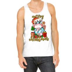 Merry Christmas Hippopotamus Tank Top