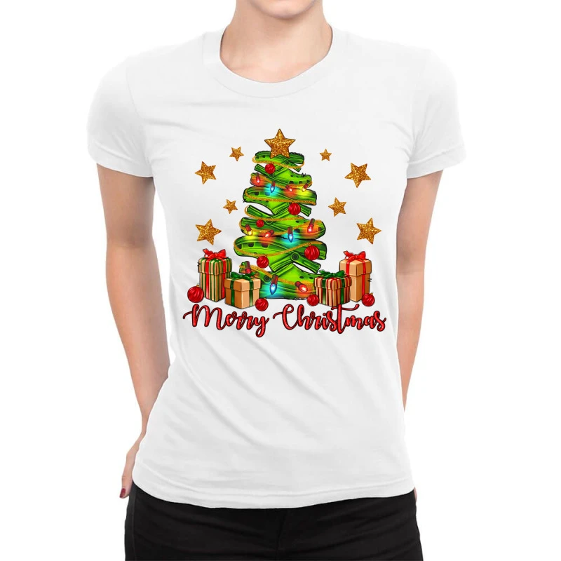 Merry Christmas Crocin' Tree Ladies Fitted T-Shirt 3 Merry Christmas Crocin' Tree Ladies Fitted T-Shirt
