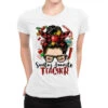 Messy Bun Christmas Teacher Ladies Fitted T-Shirt -Noel Outfits Store pmd.2526572785.36.25093566.s3.1 front white2 ffffff none x3y0 148 800x800 1