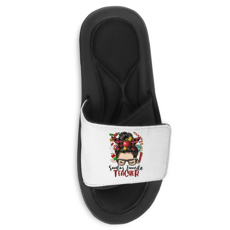 Messy Bun Christmas Teacher Slide Sandal 5 Messy Bun Christmas Teacher Slide Sandal - Image 3