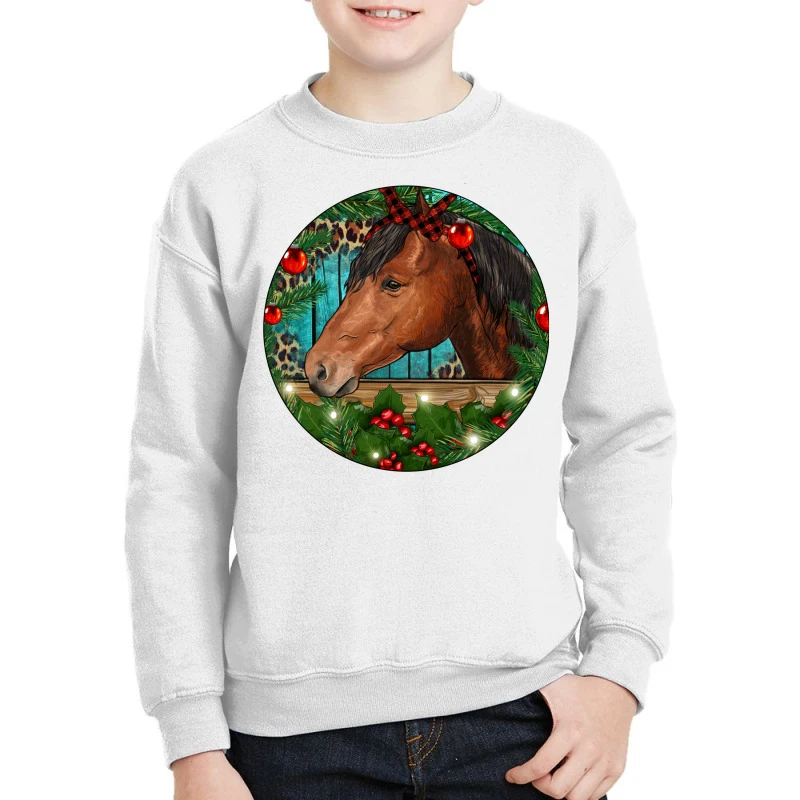 Western Horse Christmas Youth Sweatshirt 3 Western Horse Christmas Youth Sweatshirt