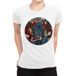 Black Angus Calf Christmas Ladies Fitted T-Shirt