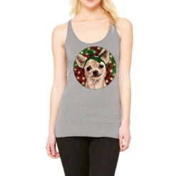 Christmas Chihuahua With Buffalo Plaid Racerback Tank