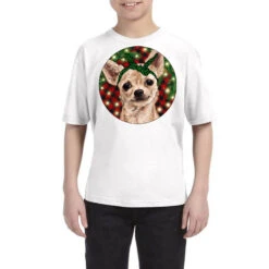 Christmas Chihuahua With Buffalo Plaid Youth Tee
