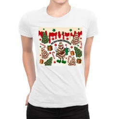 Boojee Christmas Cake Ladies Fitted T-Shirt