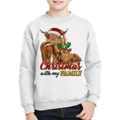 Cow And Calves Christmas With My Family Youth Sweatshirt
