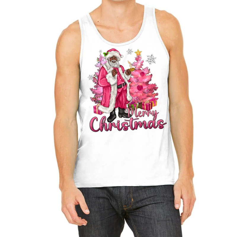 Pink Merry Christmas Black Santa Tank Top 3 Pink Merry Christmas Black Santa Tank Top
