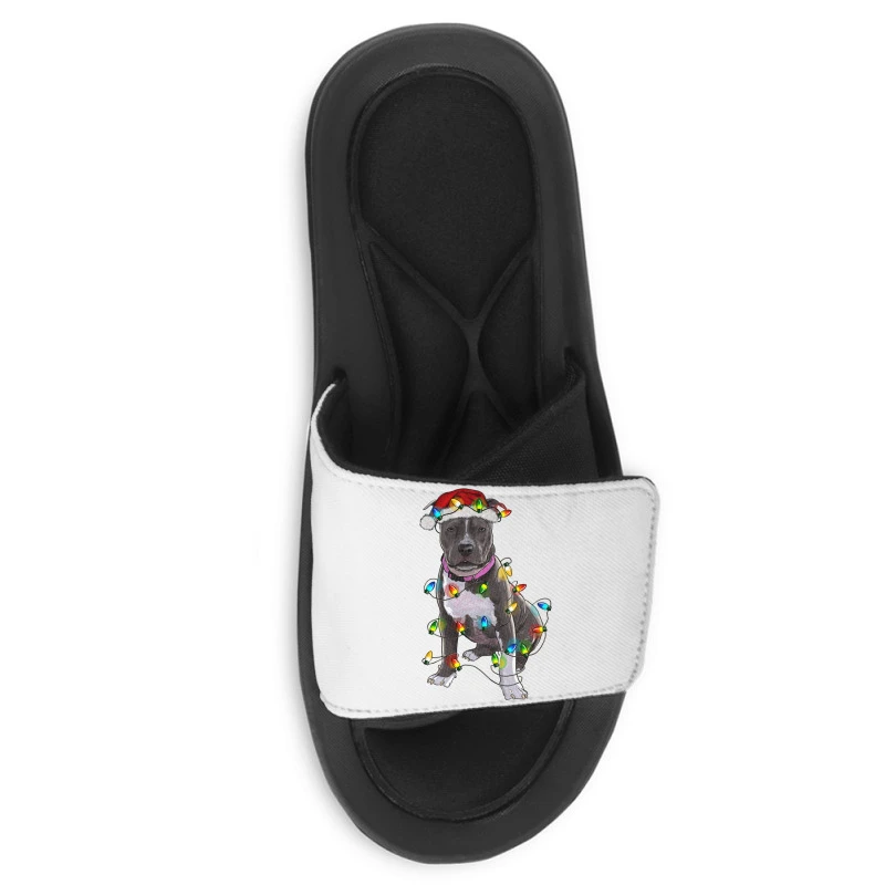 Pitbull With Christmas Lights Slide Sandal 5 Pitbull With Christmas Lights Slide Sandal - Image 3