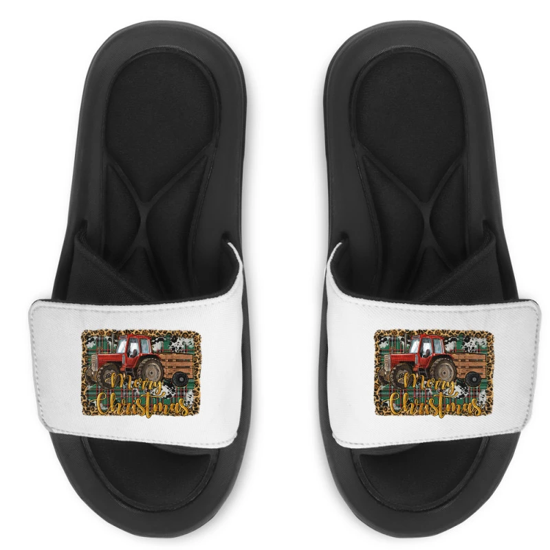 Merry Christmas Farm Tractor Slide Sandal 3 Merry Christmas Farm Tractor Slide Sandal