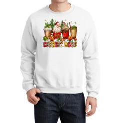 Christmas Santa Coffee Cups Current Mood Crewneck Sweatshirt
