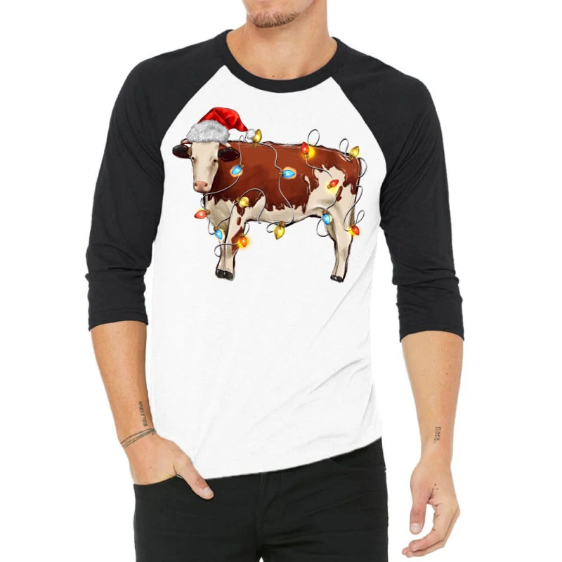 Christmas Cow 3/4 Sleeve Shirt 3 Christmas Cow 3/4 Sleeve Shirt