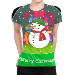 Snow Globe Funny Xmas Snowman Snowflakes Christmas All Over Women's T-shirt