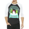 Snow Globe Penguin Christmas Tree Believe Xmas Gif 3/4 Sleeve Shirt -Noel Outfits Store pmd.2527022025.33.25094025.s3.1 front black and white2 ffffff none x0y0 150 800x800 1