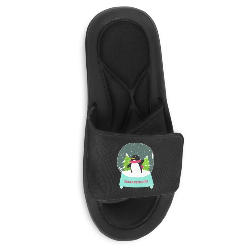 Snow Globe Penguin Christmas Tree Believe Xmas Gif Slide Sandal 5 Snow Globe Penguin Christmas Tree Believe Xmas Gif Slide Sandal - Image 3