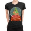 Snow Globe Reindeer Christmas Tree Believe Rudolph Ladies Fitted T-Shirt -Noel Outfits Store pmd.2527022163.36.25094023.s3.1 front black2 ffffff none x0y0 154 800x800 1