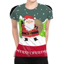 Snow Globe Santa Claus Christmas Tree Believe Xmas All Over Women's T-shirt