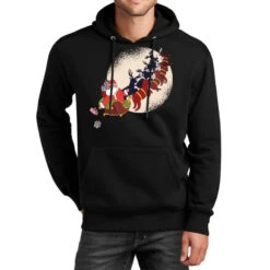 Santa Riding Reindeers Funny Christmas Xmas Matchi Unisex Hoodie