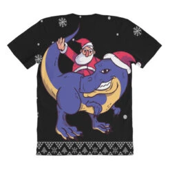 Santa Riding Dinosaur Ugly Christmas Xmas Matching All Over Women's T-shirt -Noel Outfits Store pmd.2527027342.108.25095619.s3.1 front customized1 111111 none x45ym3 294 800x800 1